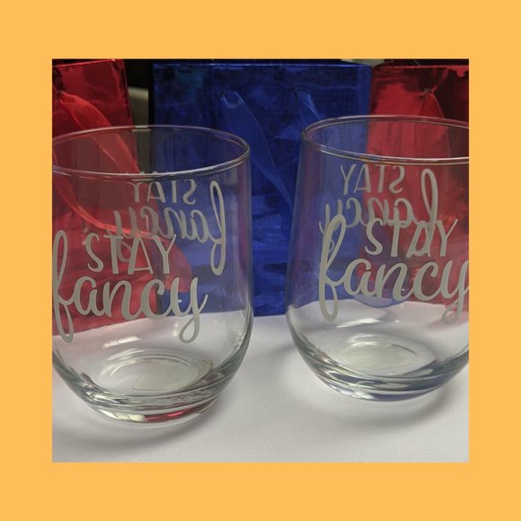 Personalized Tumblers Other - Set of (2) Personalized Stemless Wine Glasses NWT
